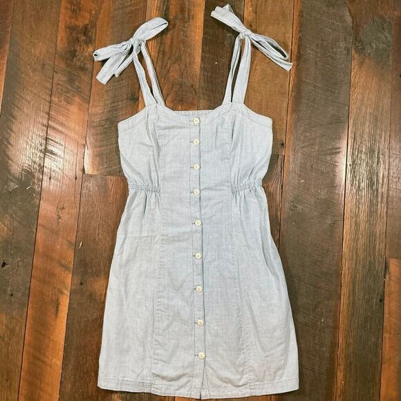 Madewell Chambray Denim Tie Strap Dress Size 0 - Picture 1 of 6